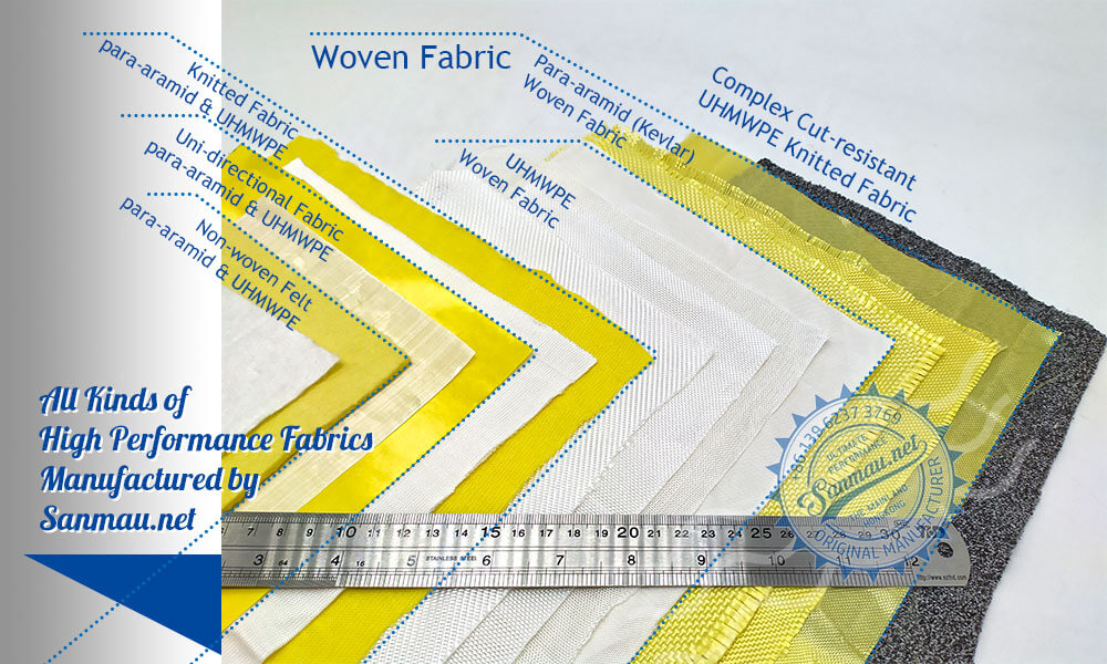 AllKindsHighPerformanceFabric Comapre of woven|non-woven|UD fabrics of Kevlar|aramid UHMWPE|Dyneema on one image